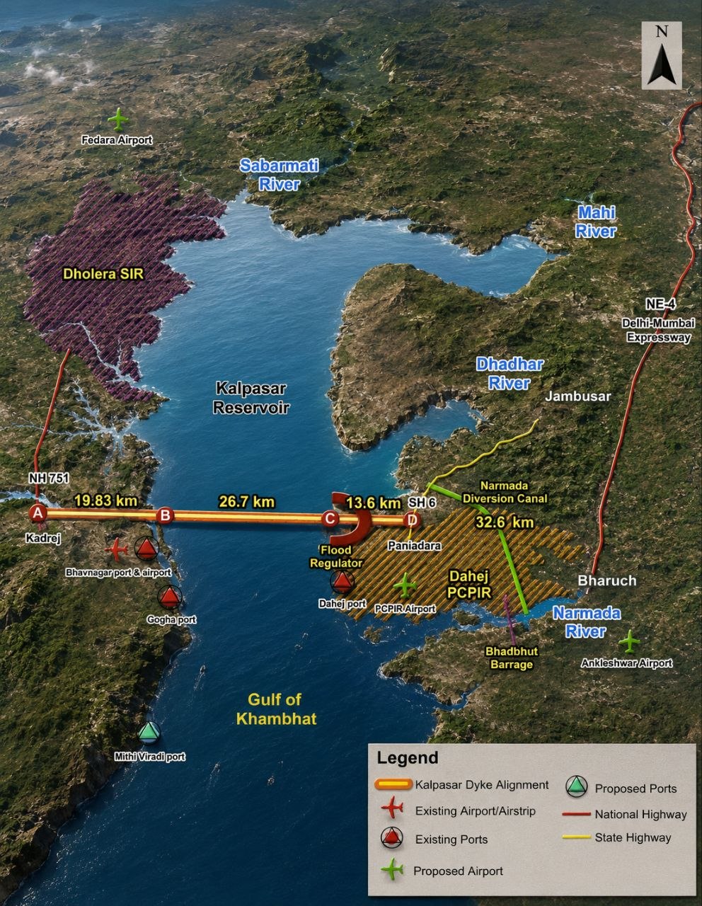 Kalpasar Project — Government Approved Plan with Dyke Alignment